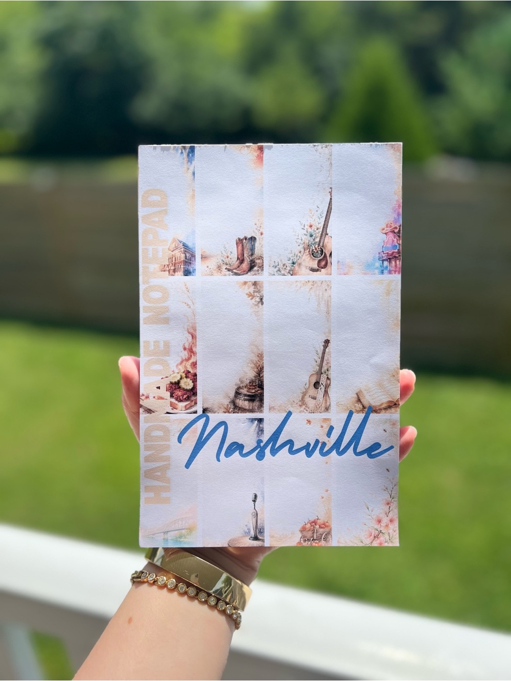 Nashville Handmade Note Pad - Blue Script Design